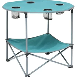 Table de camping pliable avec 4 porte-gobelets Ø70xH.60 cm < Gifi Hot