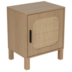Table de chevet en bois et rotin Kanna 1 porte 40x30xH48cm