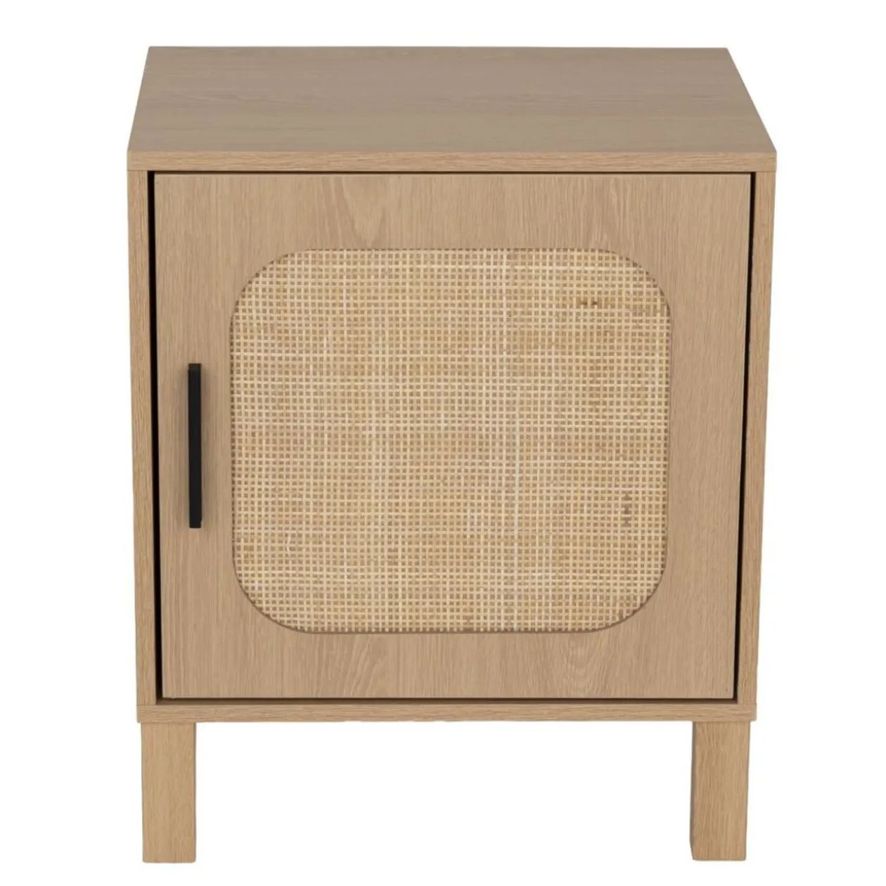Table de chevet en bois et rotin Kanna 1 porte 40x30xH48cm