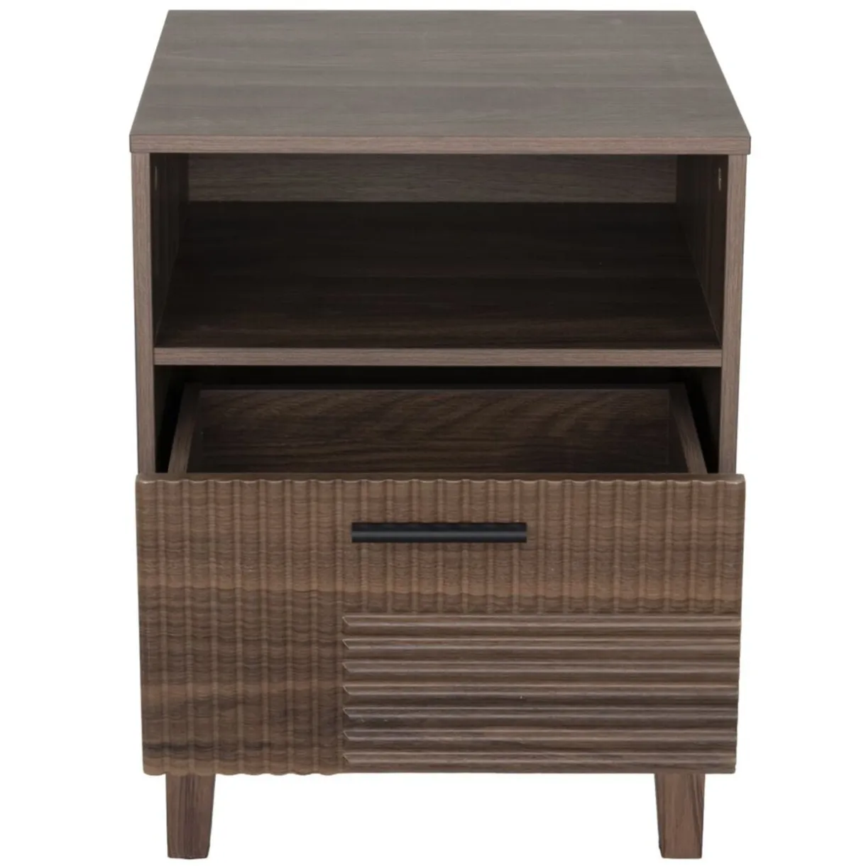 Table de chevet en bois Lida 1 niche et 1 tiroir marron foncé 40x39xH52cm < Gifi Clearance