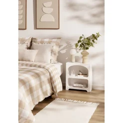 Table de chevet en bois 2 niches Moderna blanche L45xP24,5xH50cm