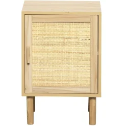 Table de chevet Kanna 1 porte cannage rotin L.40 x P.30 x H.48 cm < Gifi Discount
