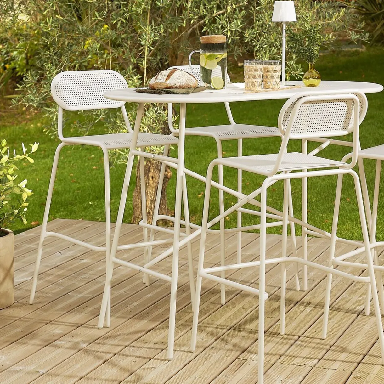 Table de jardin haute rectangulaire Faro acier gris 130x60xH100cm < Gifi New