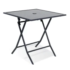 Table de jardin London pliante 2 personnes gris anthracite 70x70xH71cm