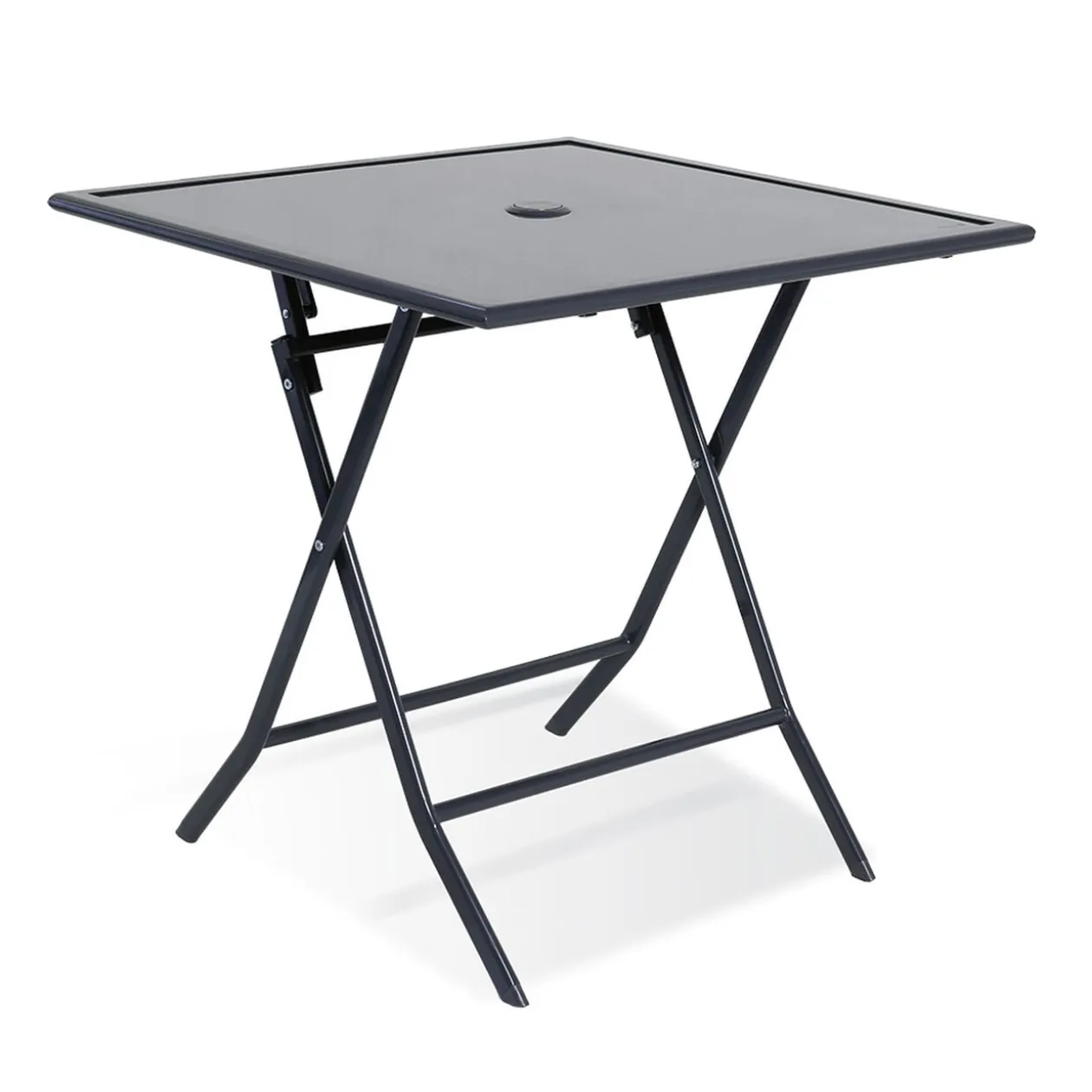 Table de jardin London pliante 2 personnes gris anthracite 70x70xH71cm