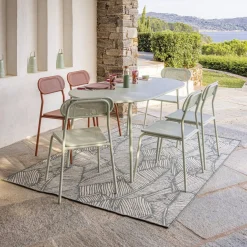 Table de jardin 6 personnes Faro métal vert 160x90xH74cm