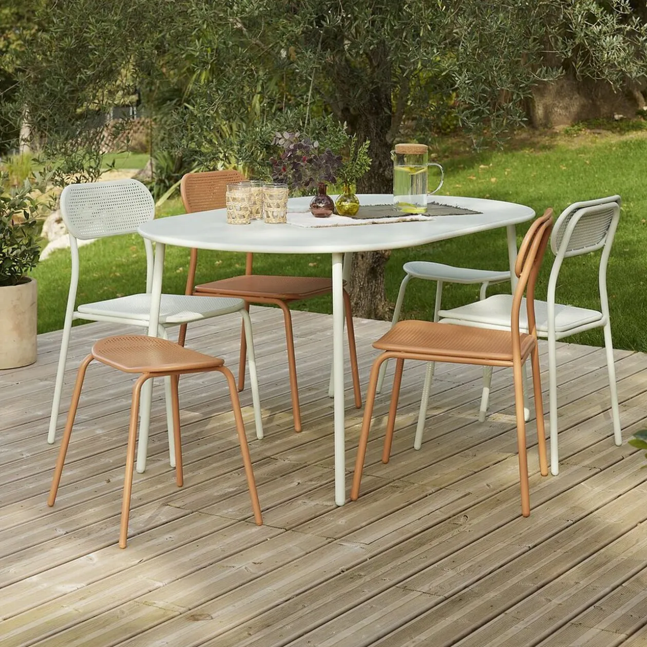 Table de jardin 6 personnes Faro métal vert 160x90xH74cm