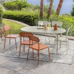 Table de jardin 6 personnes Faro métal orange 160x90xH74cm