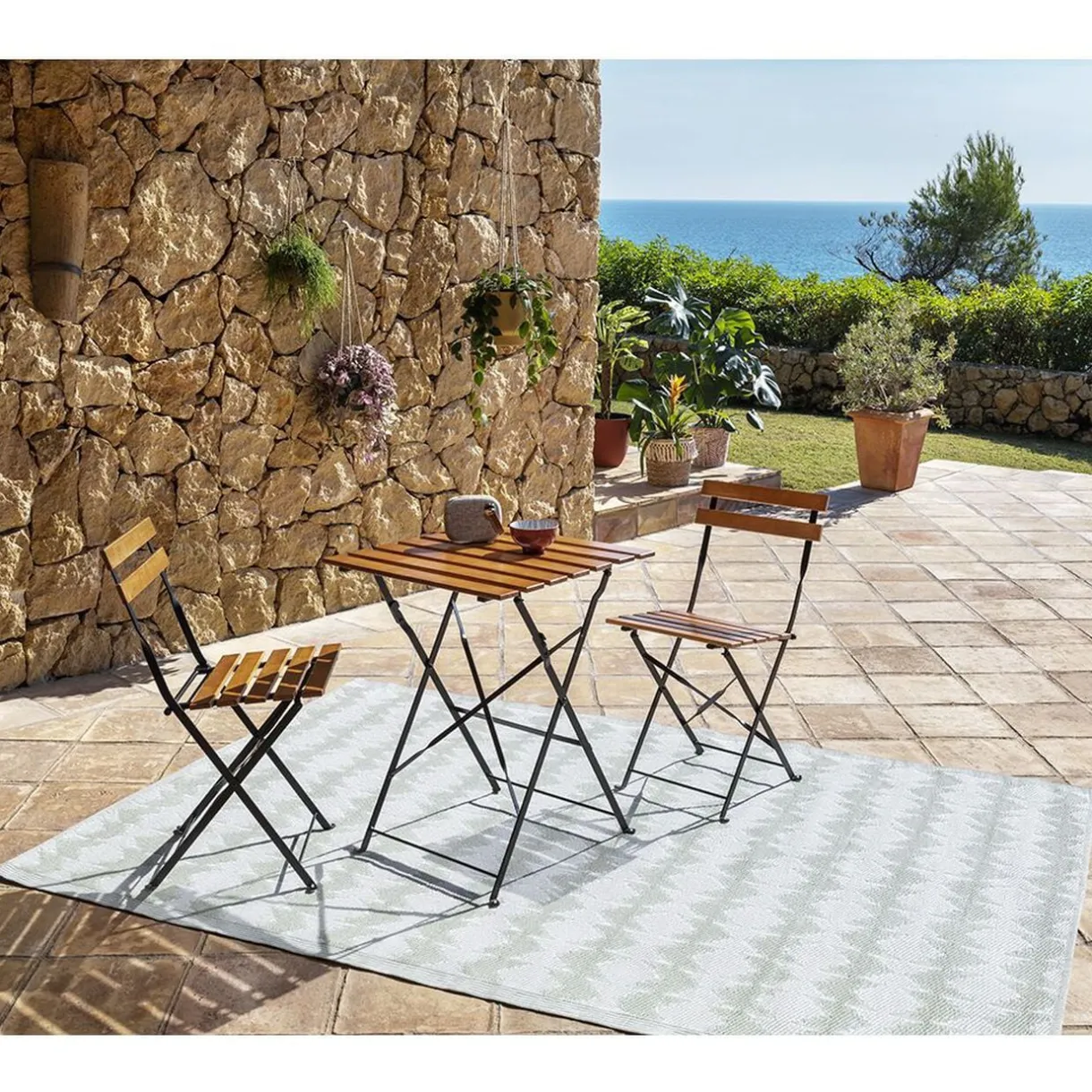 Table de jardin pliante Bali 2 personnes métal bois < Gifi Best