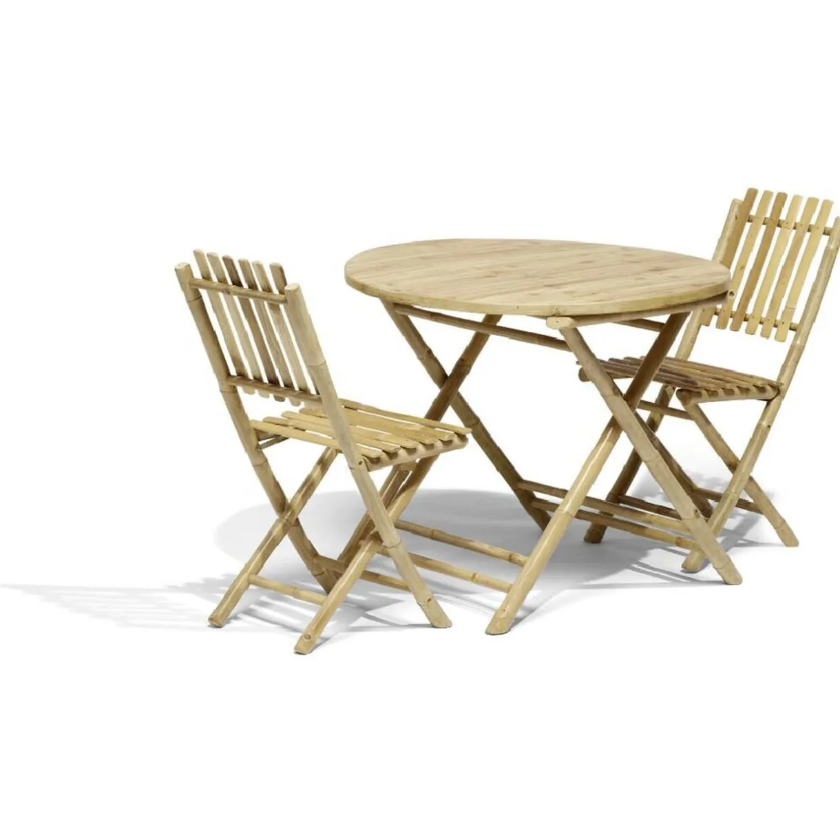 Table de jardin ronde en bambou Laos 2 personnes Ø90xH75 cm < Gifi