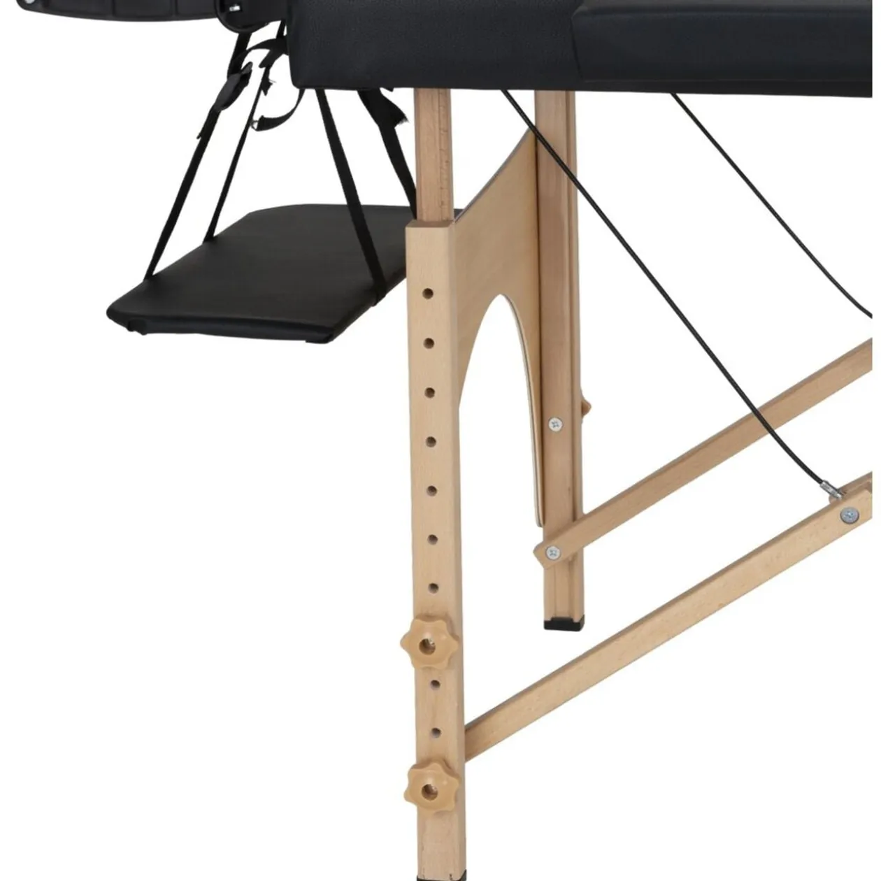 Table de massage pliante bois revêtement simili cuir noir 180x60xH82cm