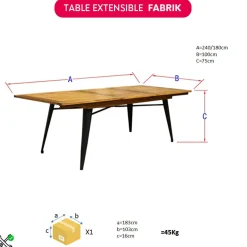 Table extensible Fabrik 6/8 personnes métal et bois < Gifi New