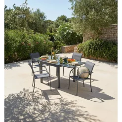 Table extensible Oslow gris ardoise 4 à 8 personnes