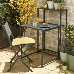 Table pour balcon Oslow pliante acier gris 60xP75xH100cm < Gifi Best