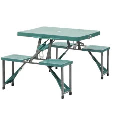 Table valise pliante avec sièges bleu