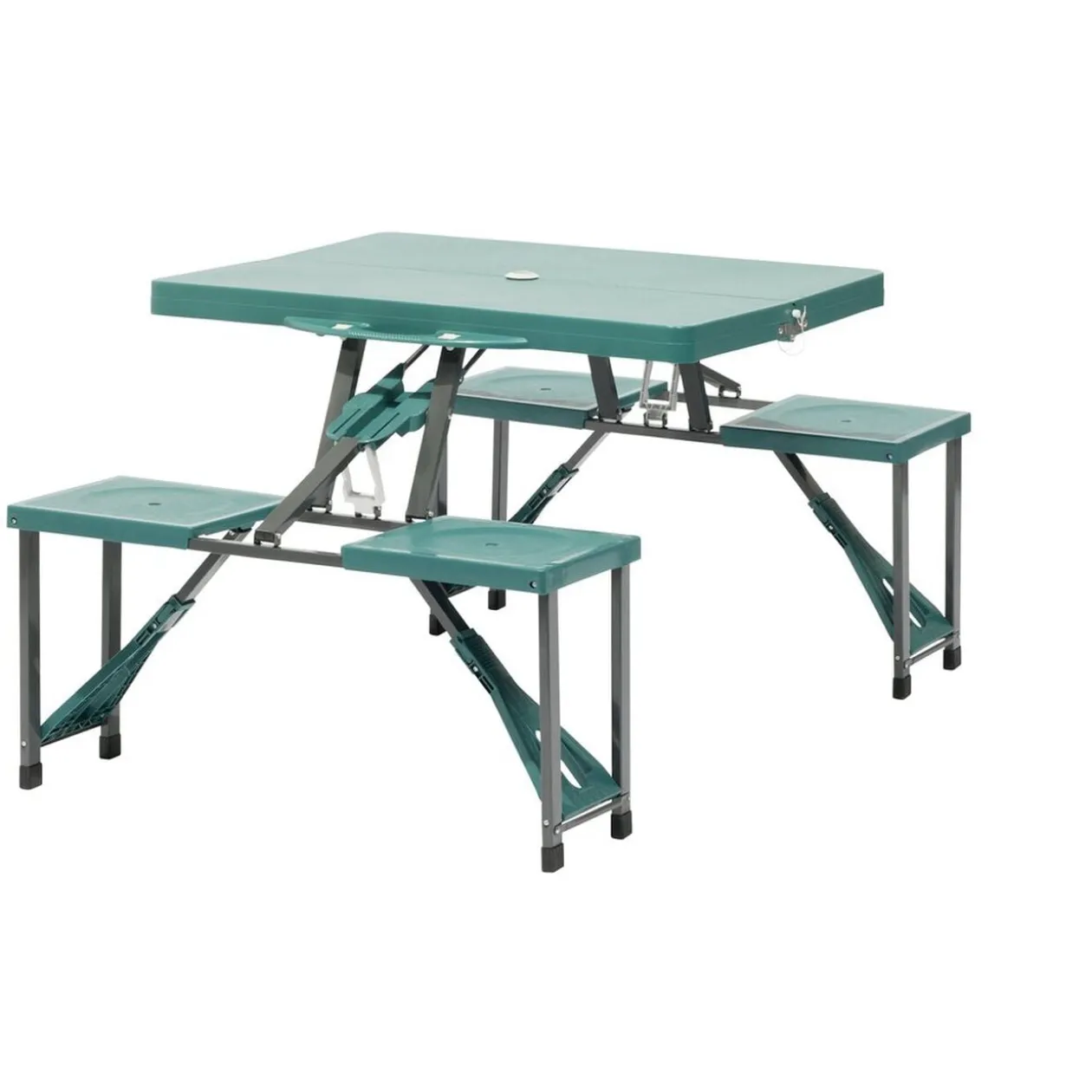 Table valise pliante avec sièges bleu