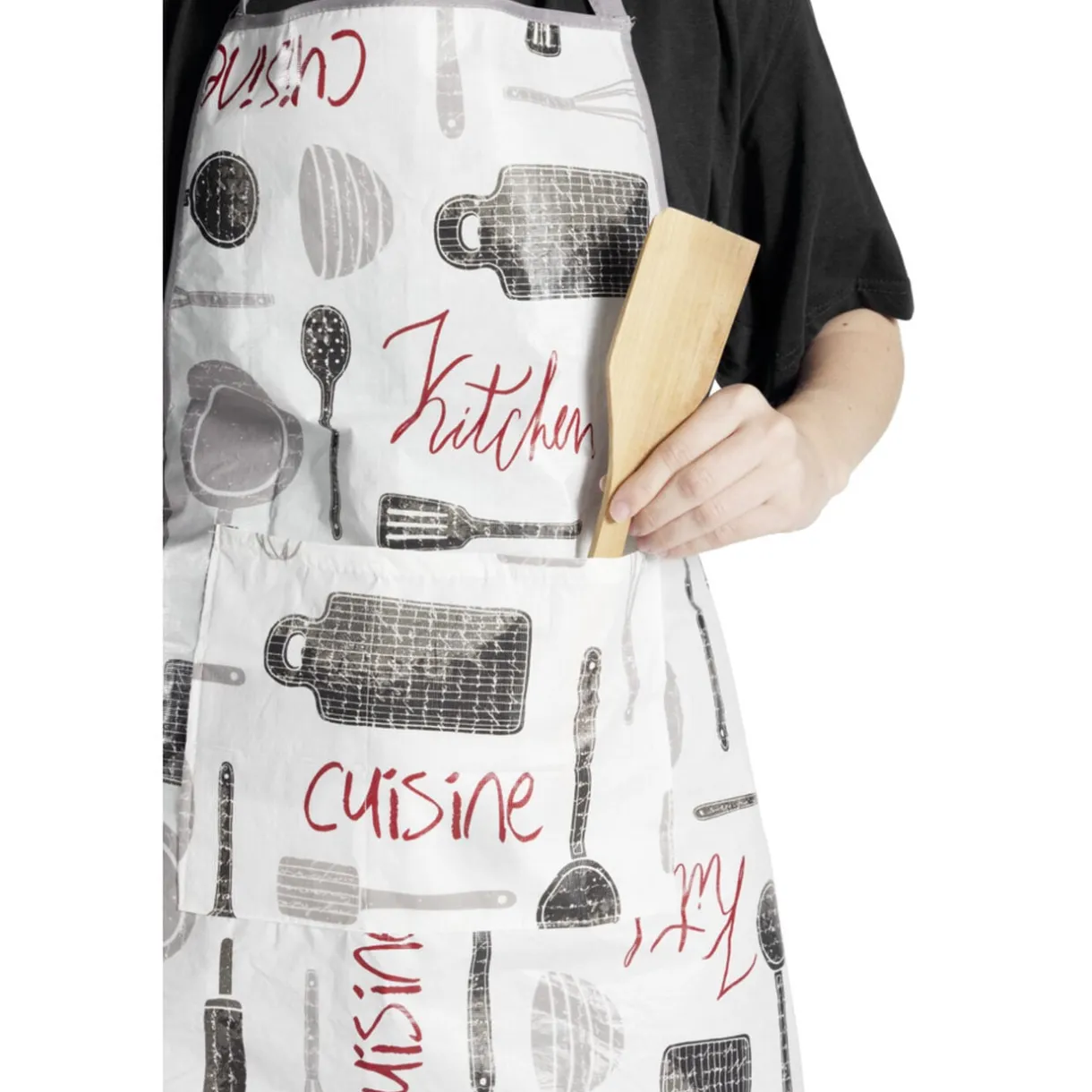 Tablier de cuisine avec inscriptions 72x65cm < Gifi Discount