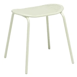 Tabouret acier perforé Faro vert sauge 45x28xH45cm < Gifi