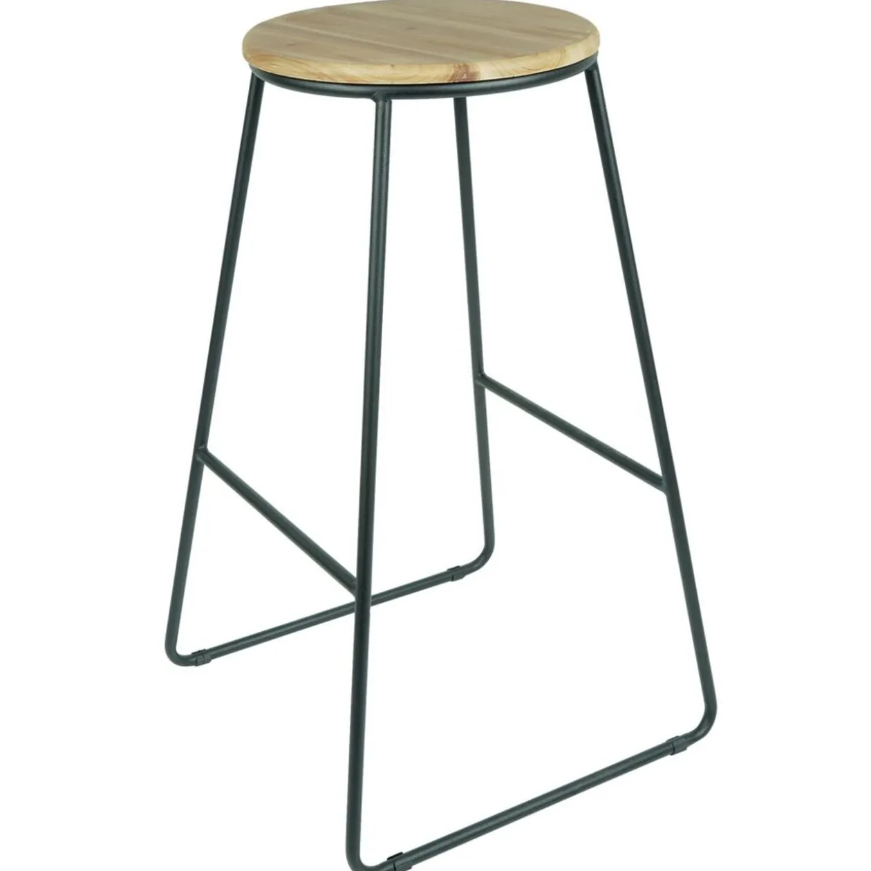 Tabouret de bar bois et métal noir Ø40xH70,5cm