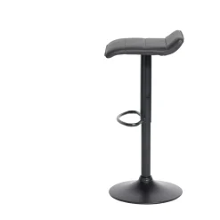 Tabouret de bar Majestik assise carrée simili noir et pied métal réglable H84cm