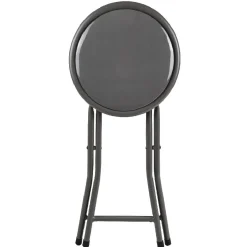 Tabouret pliant Aiden métal et pvc Gris L.30 x P.35 x H.45 cm