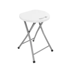 Tabouret pliant Fiesta métal et plastique blanc Ø32xH47cm < Gifi Discount