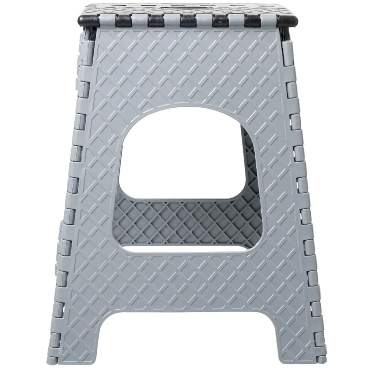 Tabouret pliant plastique noir et gris H44cm