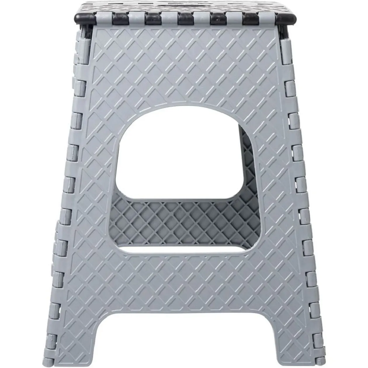 Tabouret pliant plastique noir et gris H44cm