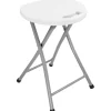 Tabouret pliant rond Fiesta métal gris assise polyéthylène blanc Ø33xH46,5cm