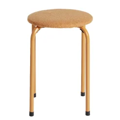 Tabouret rond bas empilable Lola métal beige Ø38xH50cm < Gifi Discount