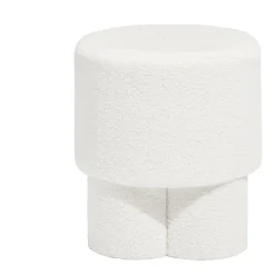 Tabouret rond en tissu bouclette blanc 42x40 cm < Gifi New