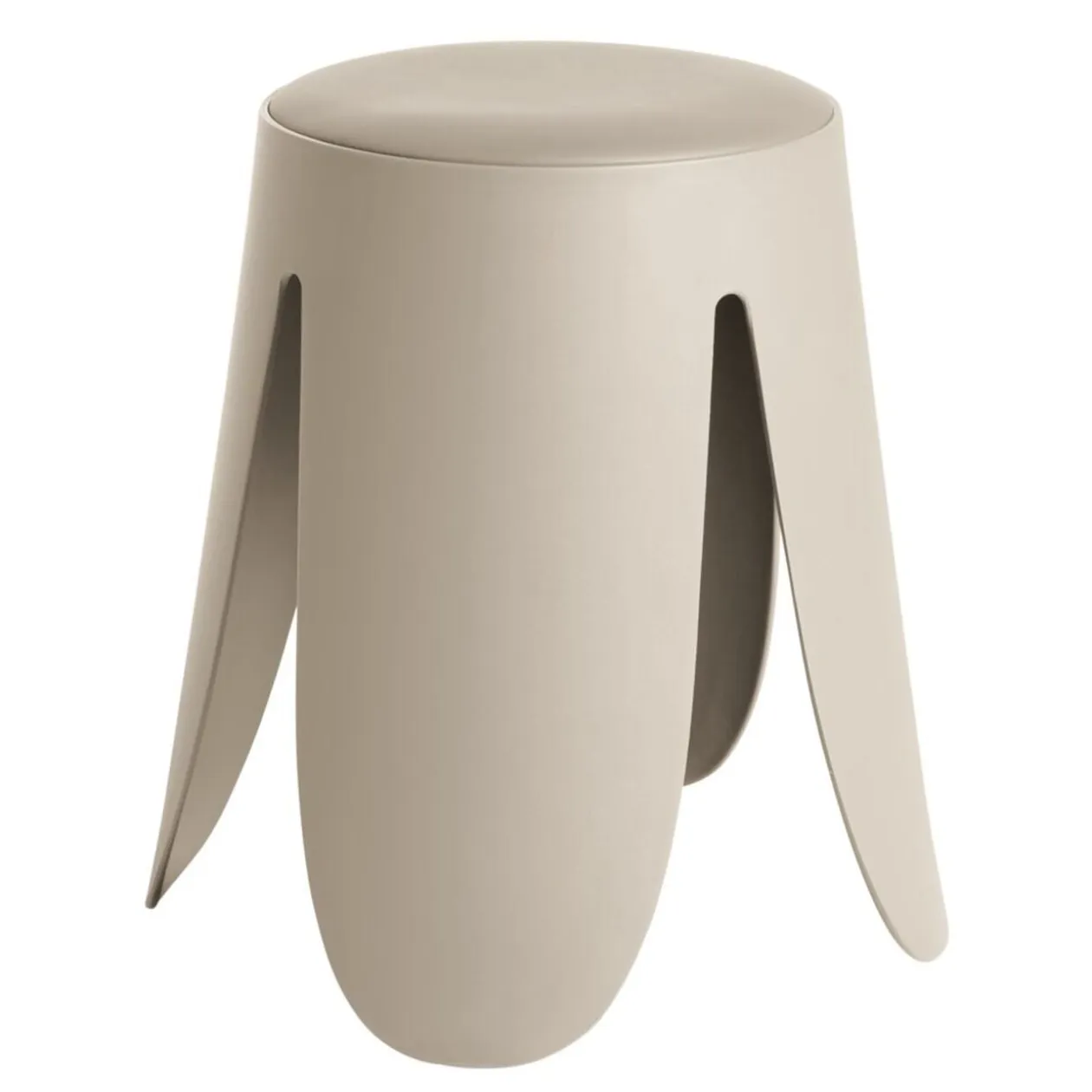Tabouret rond Spiro pieds larges plastique beige Ø33xH46cm