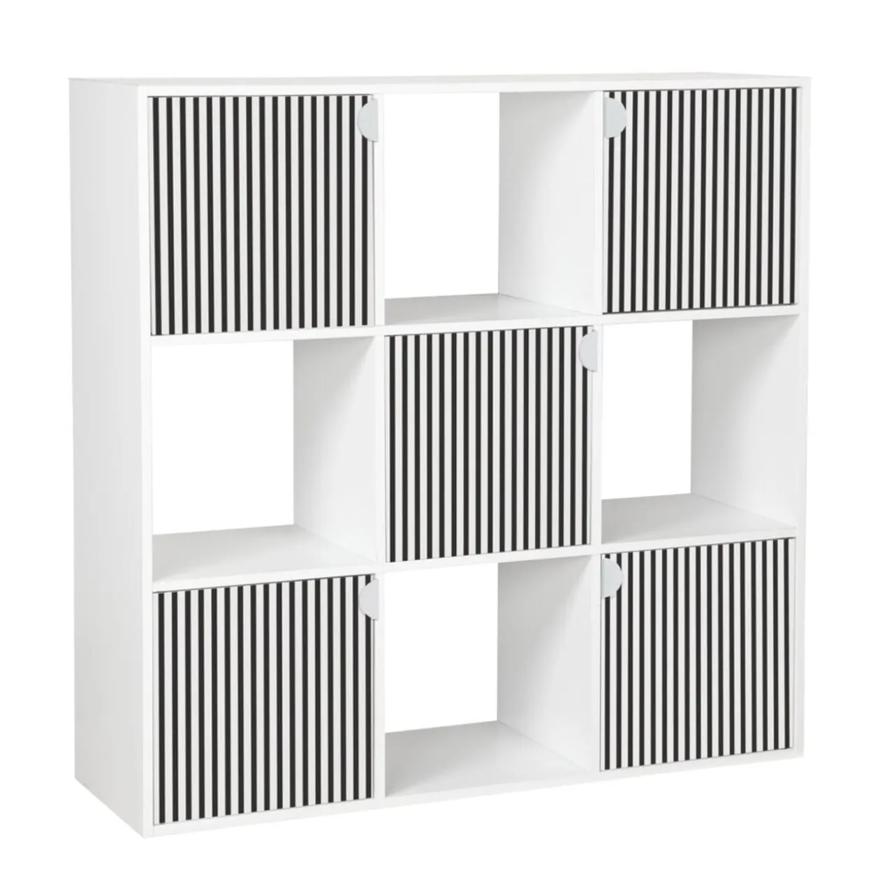 Étagère Adam 9 cases 5 portes en bois blanc L90xP29,5xH90cm