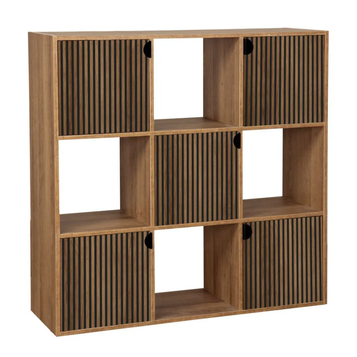 Étagère Adam 9 cases 5 portes en bois brun L90xP29,5xH90cm < Gifi Discount