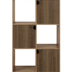 Étagère Adam 6 cases 3 portes en bois brun L60xP29,5xH90cm < Gifi New
