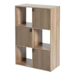 Étagère Adam 6 cases 3 portes en bois brun L60xP29,5xH90cm < Gifi New