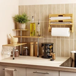 Étagère d'angle modulable en bambou