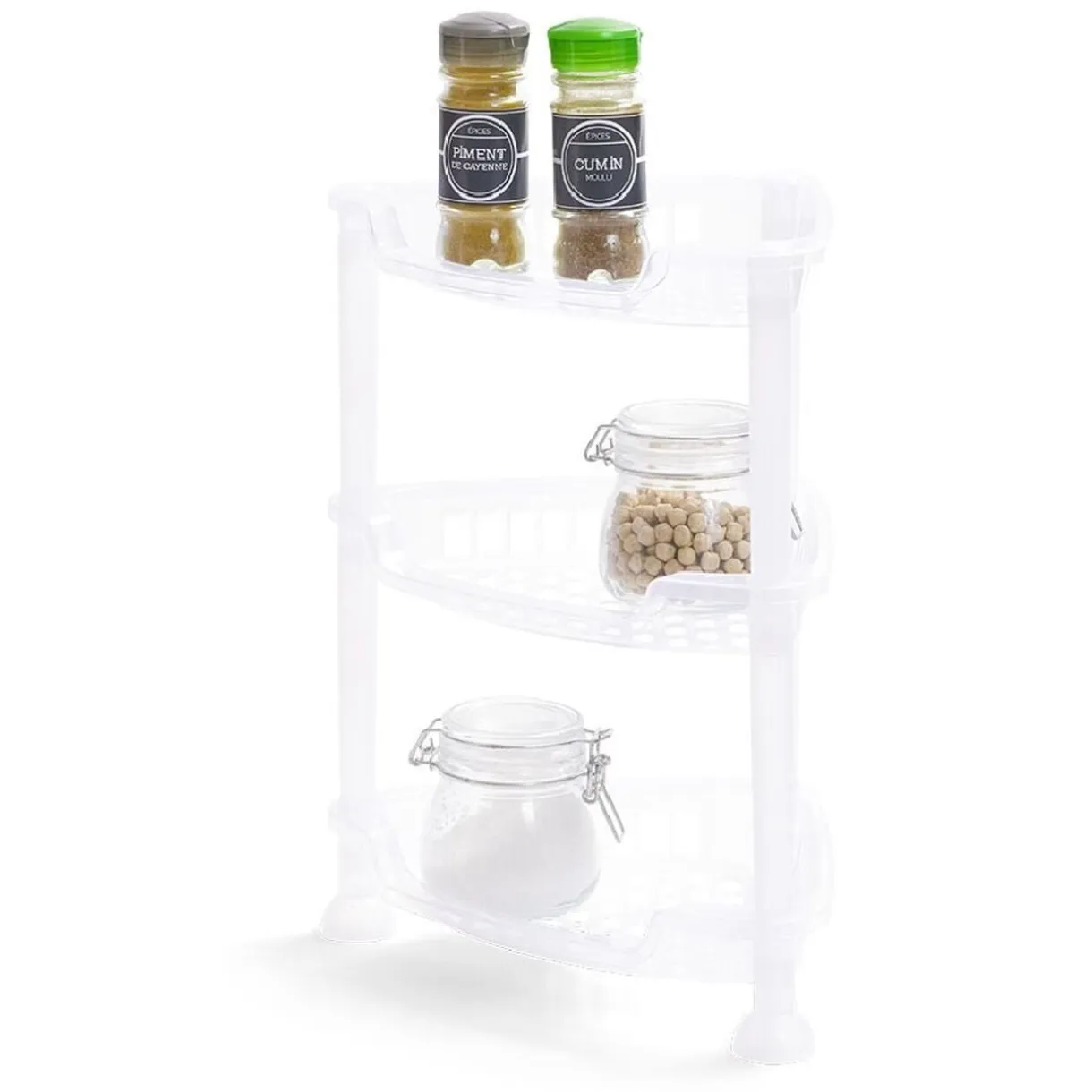 Étagère d'angle à poser 3 niveaux plastique transparent 28x20xH.33,5cm < Gifi Discount
