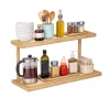 Étagère de cuisine en bois et bambou 2 niveaux effet tressé 40x15xH20cm