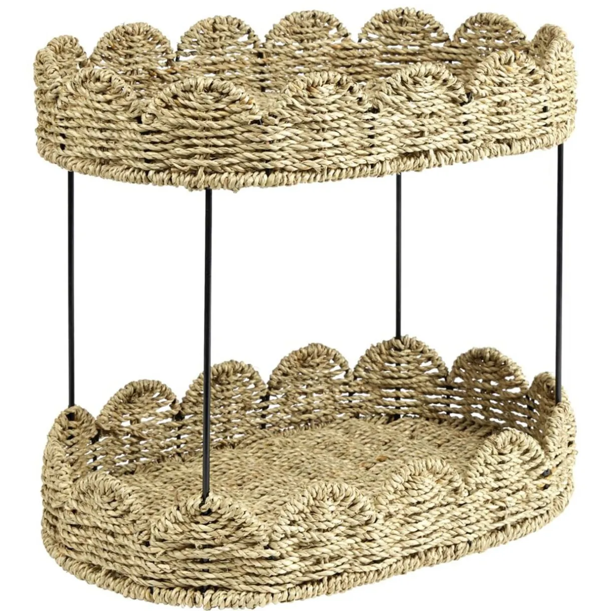 Étagère de cuisine panier en fibre tressée 2 niveaux 40x26xH33cm < Gifi Hot