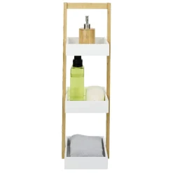 Étagère de salle de bain à 3 niveaux bambou 22x24xH73cm
