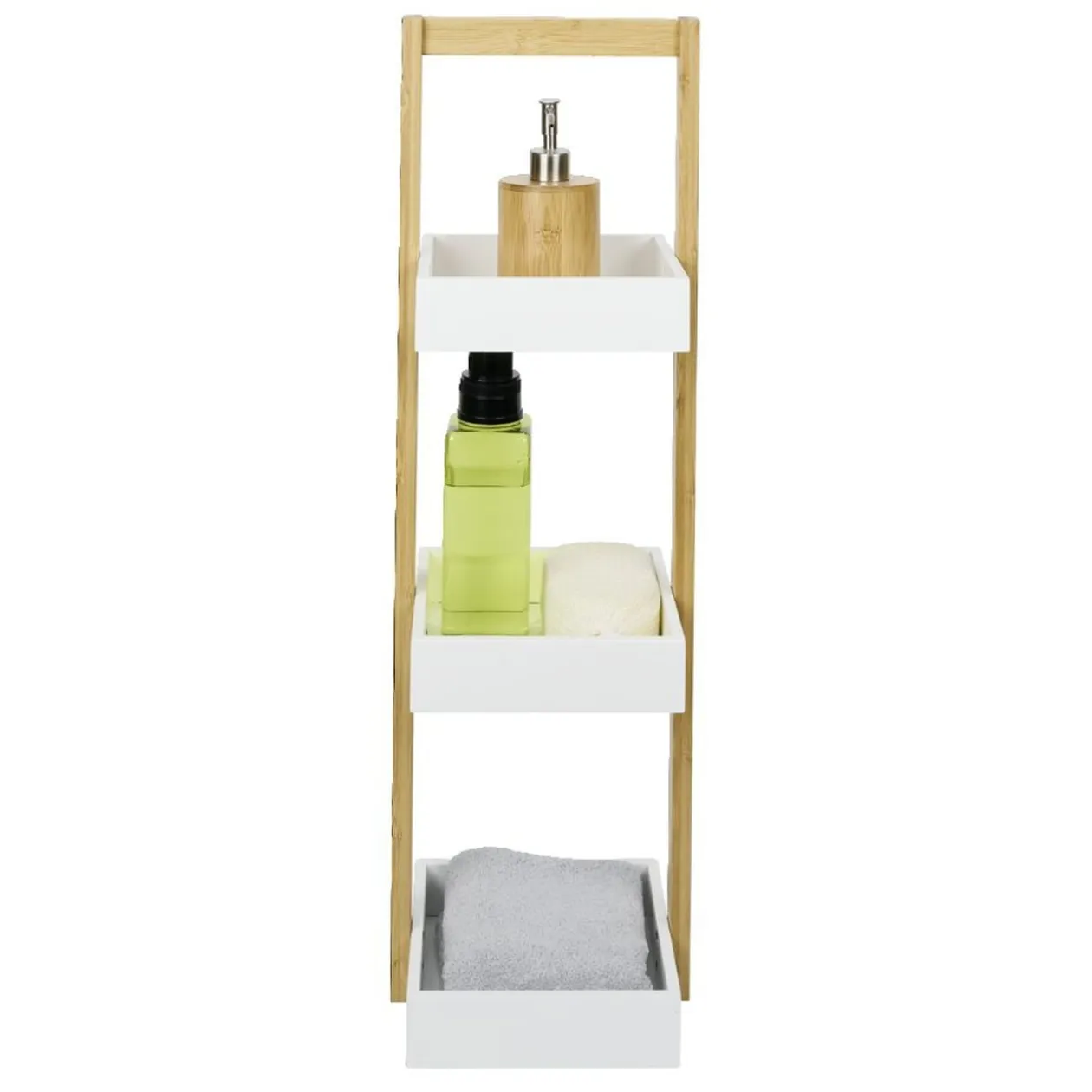 Étagère de salle de bain à 3 niveaux bambou 22x24xH73cm