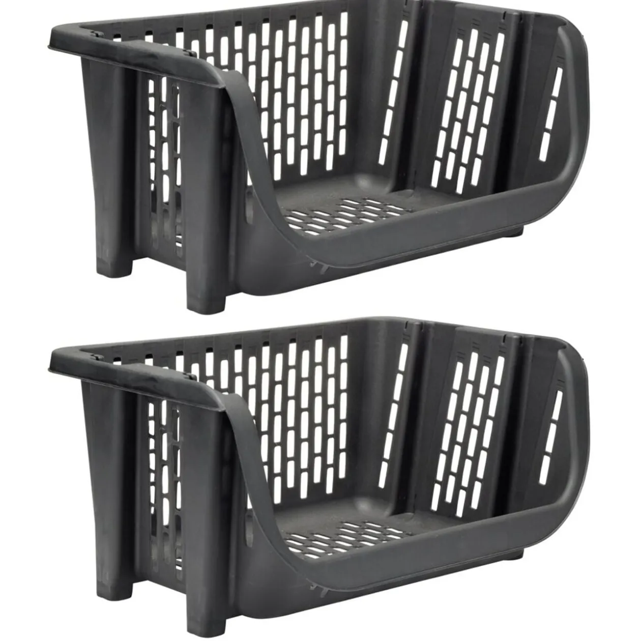 Étagère empilable x2 plastique 49,5x36xH29cm (2 modèles noir ou blanc)