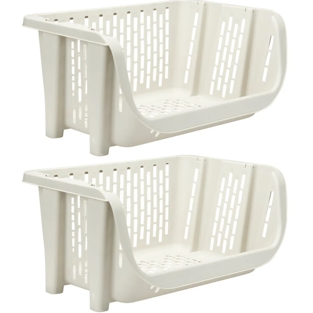 Étagère empilable x2 plastique 49,5x36xH29cm (2 modèles noir ou blanc)