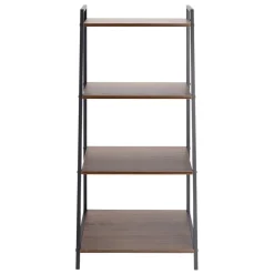 Étagère Luffi 4 niveaux métal noir et marron 43x30xH90cm