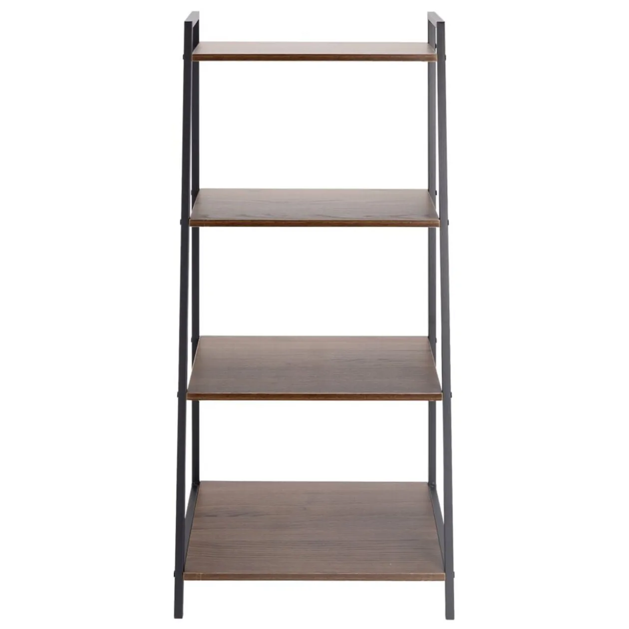 Étagère Luffi 4 niveaux métal noir et marron 43x30xH90cm