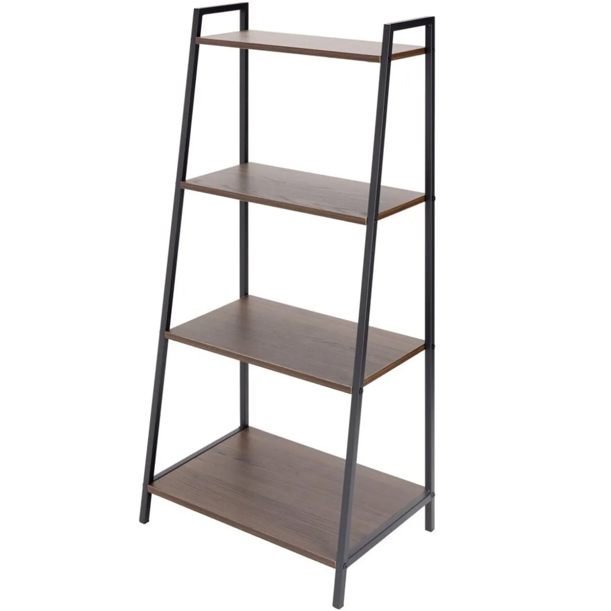Étagère Luffi 4 niveaux métal noir et marron 43x30xH90cm