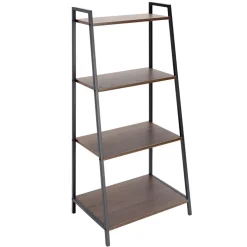 Étagère Luffi 4 niveaux métal noir et marron 43x30xH90cm