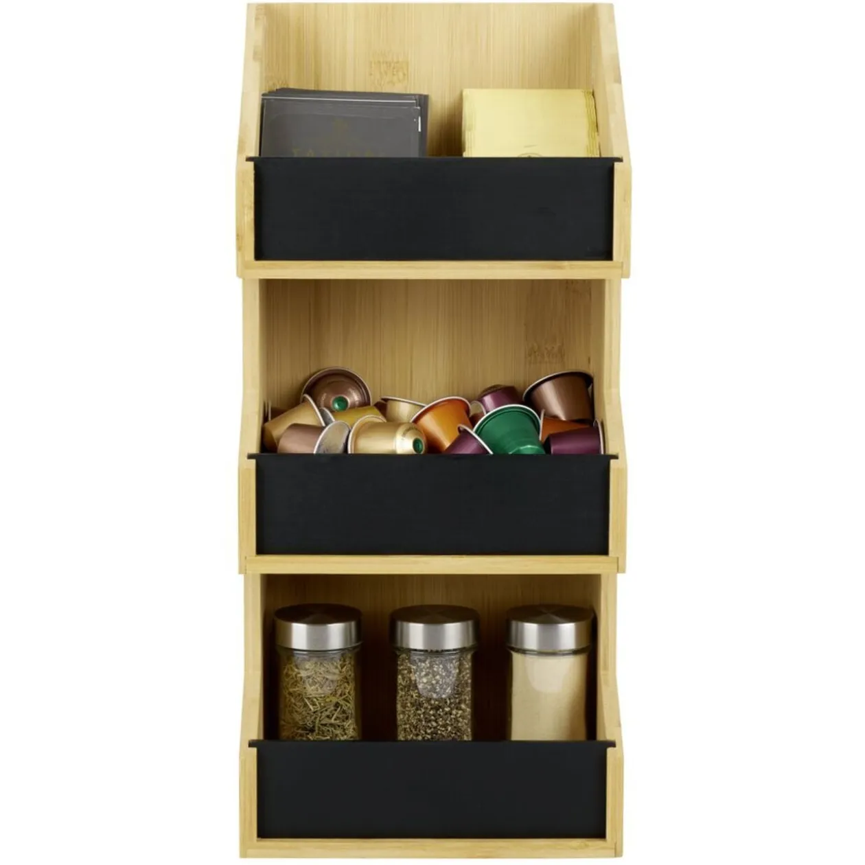 Étagère 3 niveaux bambou naturel 40x18xH13cm