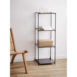 Étagère 4 niveaux 3 compartiments métal noir 35x35xH102cm < Gifi New